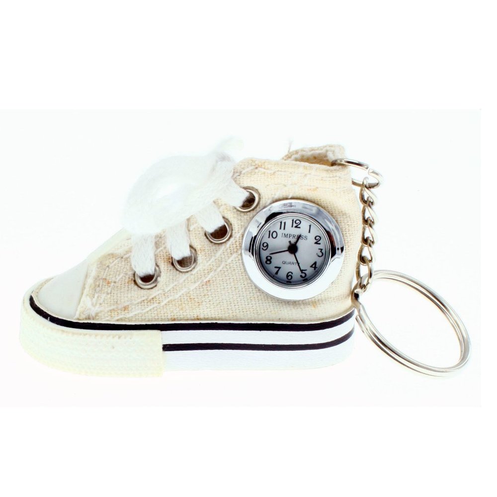 NEW Rare Mini Canvas Basketball White Tennis shoe keychain watch New battery